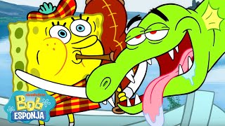 Bob Esponja | 1 hora de aventuras do Bob Esponja fora da Fenda do Biquíni ✈️ | Português