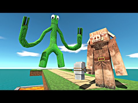 One Shot Minecraft Piglin Ghor Hammer vs Giant Creppy Monsters on Lava Tank - ARBS