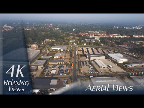 4K - Aerial Views - Luftbilder: Ahrensburg, Schleswig-Holstein, Germany - Gewerbegebiet Beimoor-Süd