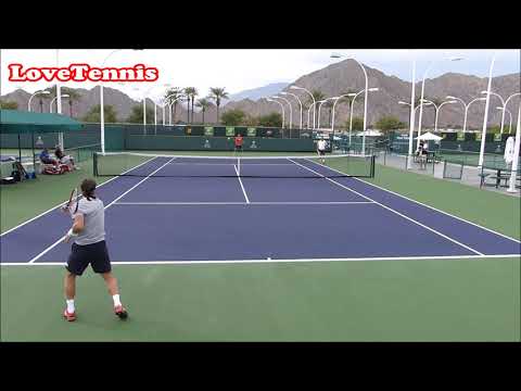 David Ferrer & Tommy Robredo Practice - Court Level View - ATP Tennis