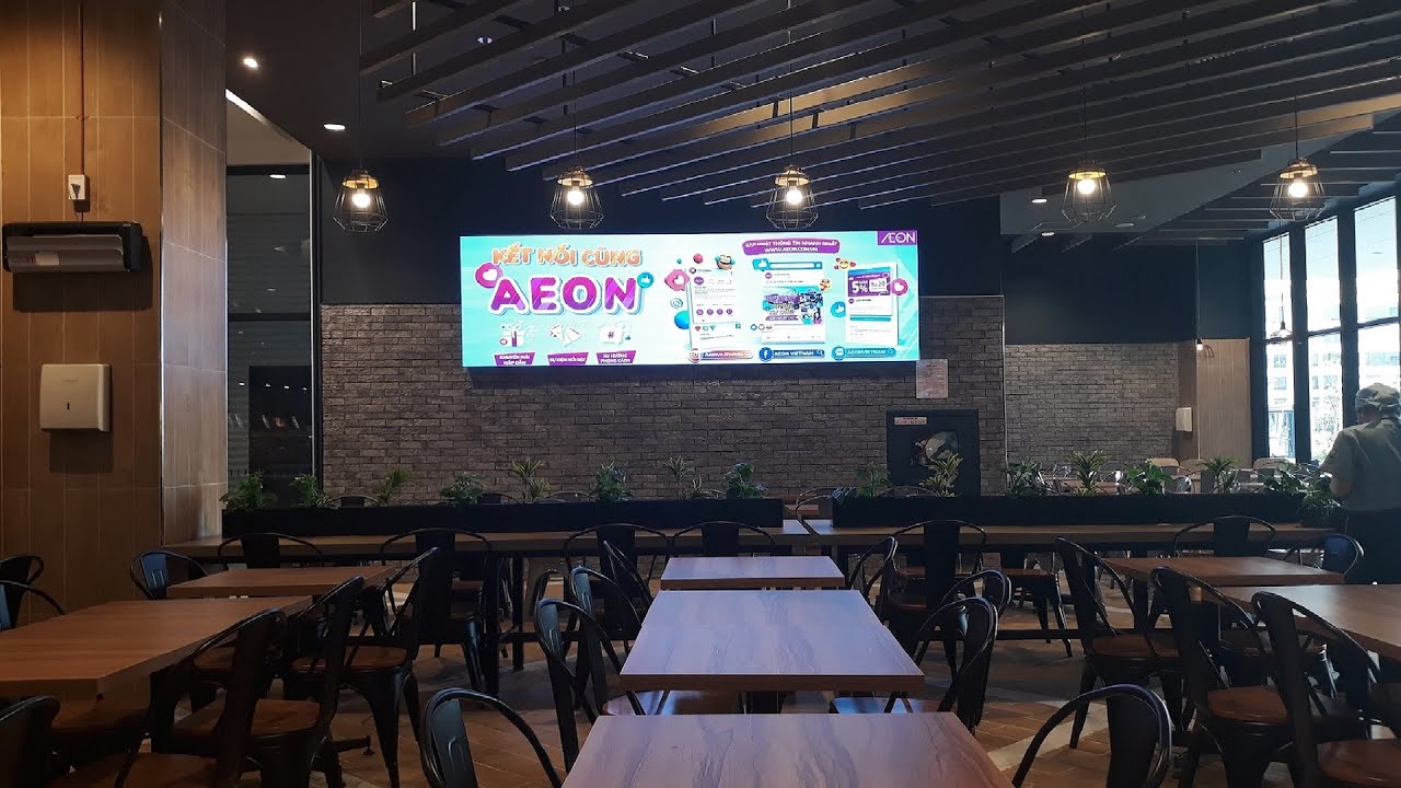 TTTM AEON Mall Tân An - Long An | Ledone thi công dự án thầu màn hình LED P2 Khu Ăn uống Siêu thị
