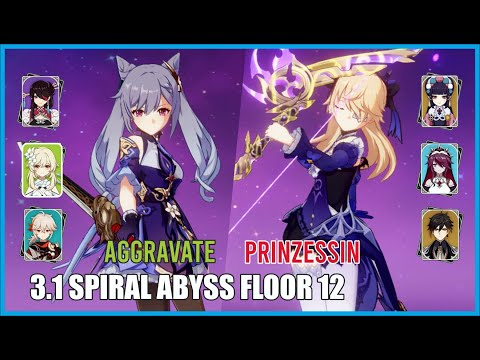 Keqing Aggravate & Fischl 3.1 Spiral Abyss Floor 12 Full Stars