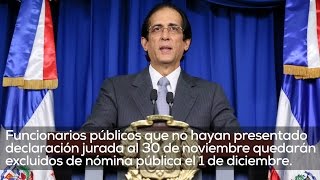 Funcionario público no haya declarado al 30/11, quedarán excluidos de nómina 1/12