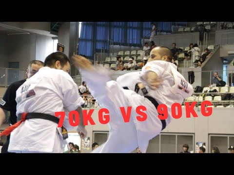 Best kyokushin Karate KO by Mohamad Bahrami 70kg vs Japanese fighter 90kg. Samurai Japan Karate