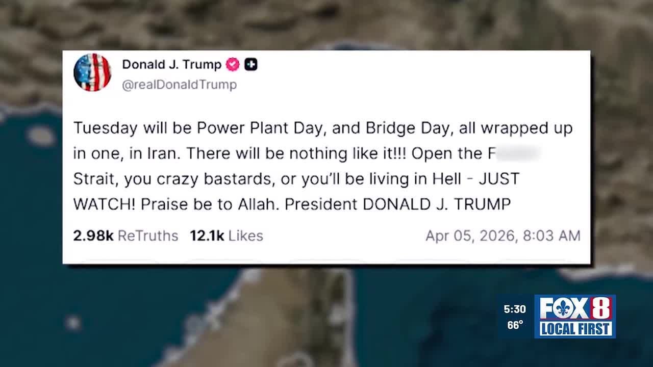 President Trump doubles down on his profane Easter Sunday threat against Iran