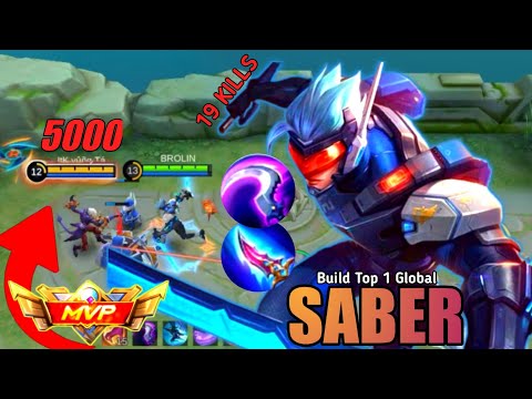19 KILLS !! SABER ONE SHOT DELETE LIFESTEAL INSANELY | BUILD TOP 1 GLOBAL SABER ~ MLBB 🔥