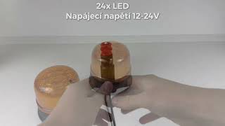 LED maják, 12-24V, 24xLED oranžový, magnet, ECE R65