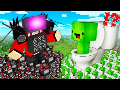JJ TV MAN TITAN Army vs Mikey SKIBIDI TOILET Army in Minecraft! - Maizen