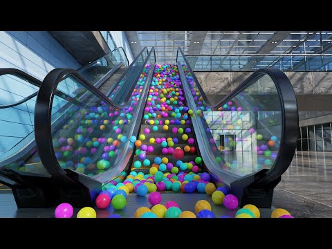 Balls on escalator | Blender Rigid body simulation