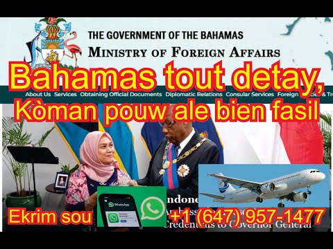 Bahamas, tout detay, Men fasil pouw ale tres fasil ave cyon visa electronik