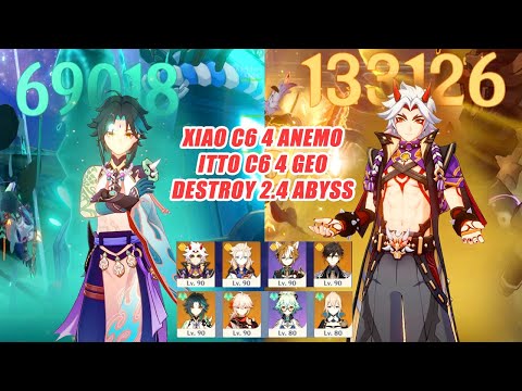 Xiao C6 4 Anemo & Itto C6 4 Geo Character Destroy 2.4 Abyss Floor 12 - Showcase Time