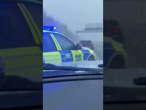 Police Car Spins Out on Icy UK Motorway! 😱 Massive Snow Crash Chaos #shorts