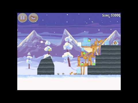 Angry Birds Seasons Wreck the Halls 1-2 Walkthrough Christmas 2012 3 Star