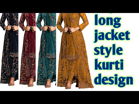 Long jacket style kurti design | Jacket kurti