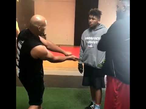 Albert Pujols shows techniques to Big Papi's son