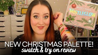 BEAUTYMOON COSMETICS *MISTLEGLOW* EYESHADOW PALETTE SWATCH & TRY ON REVIEW! Christmas Festive Makeup