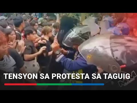 Mga raliyista at marshals, nagkagirian sa protesta sa Israel Embassy sa Taguig ABS-CBN News