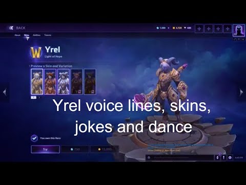 Yrel voice lines, skins, jokes and dance