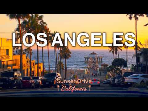 Driving Los Angeles Manhattan Beach to Venice Beach at Sunset