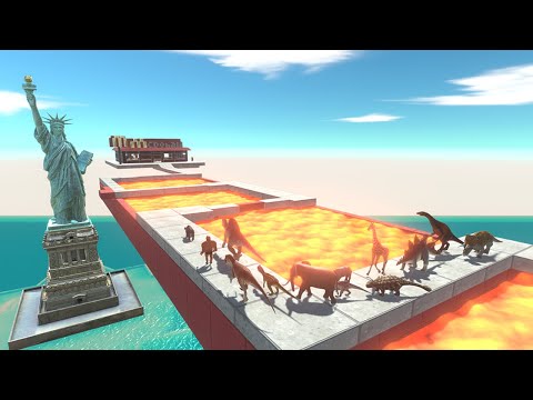 Surviving the Zigzag Bridge over Molten Lava - Animal Revolt Battle Simulator