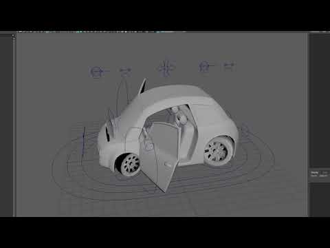 Cartoony Car Rig Functionality Demonstration - Maya 2018