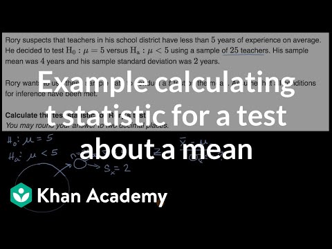 Example calculating t statistic for a test about a mean | AP Statistics | Khan Academy