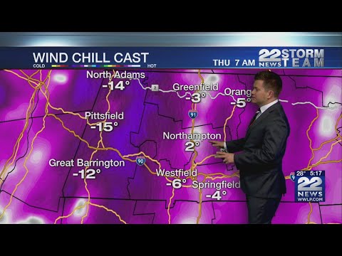 Afternoon snow squalls will usher sub-zero wind chills Thursday morning