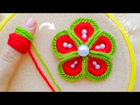 It's so Beautiful 🌟💖 Superb Woolen Flower Making Trick with Finger - You will Love It - DIY Flowers