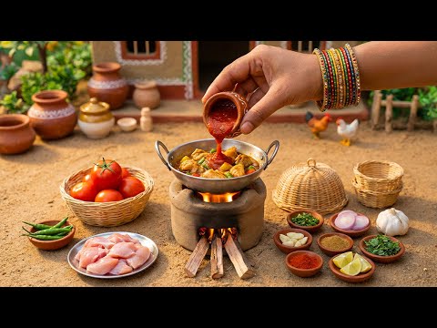 Miniature Chicken Curry Recipe 🍗 Chicken Gravy | Tiny Foodkey Masala | Indian Street Food