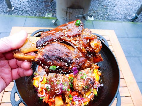 "Roter Drachen" - Haxe, geschmort nach Chinesischen Art. Kazan, Dutch Oven Rezepte