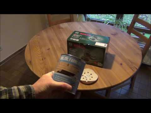 Holz ölen Anleitung - Tisch mit Bosch PEX 220 A Exzenterschleifer abschleifen und neu ölen