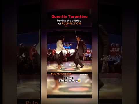 Quentin Tarantino dancing behind the scenes of “Pulp Fiction” 1994