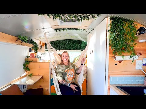 Solo Female 5 Window Skoolie Tour DIY Short Bus Build.