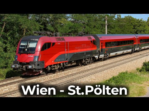 ÖBB Railjet 262 | 4K Führerstandsmitfahrt – Hochleistungsstrecke: Wien - St.Pölten | Neue Westbahn