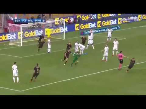 Goalkeeper score 94 minutes goal ac Milan vs benevento