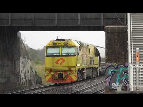 4K Trackside - Hunter Valley Australia Trains Galore at Tarro - WET and WINDY DRIVING RAIN!