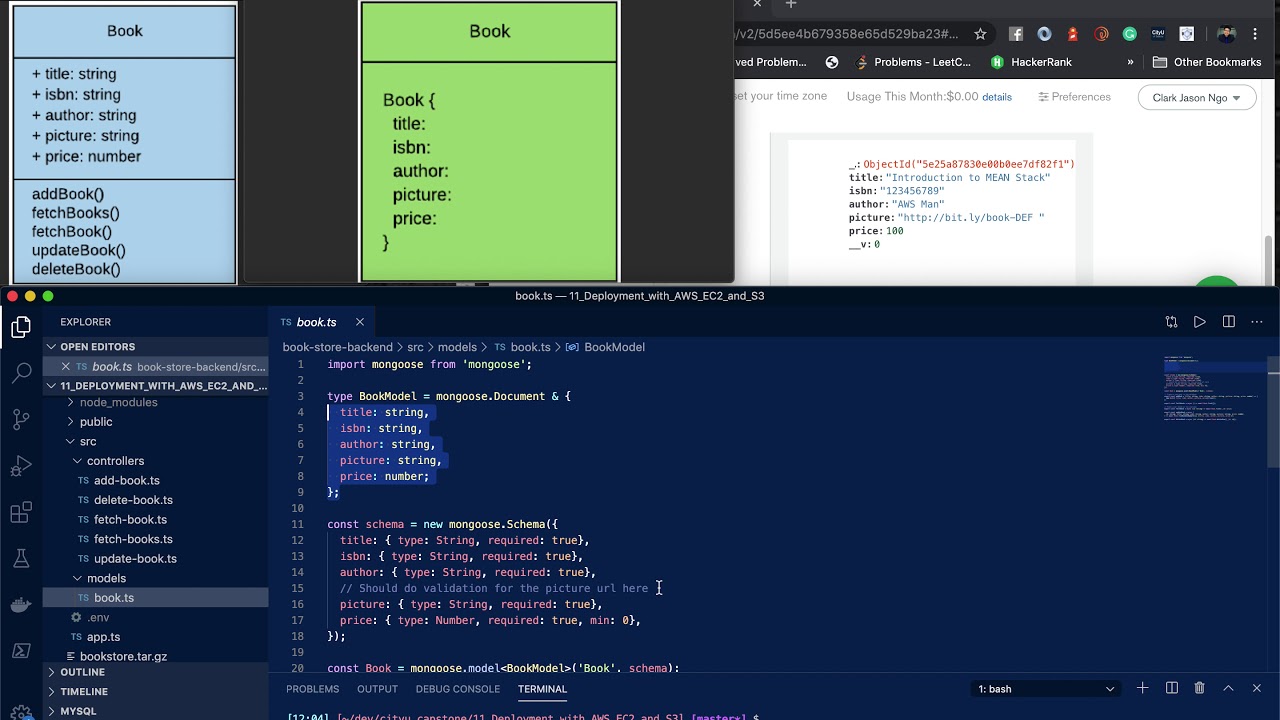 MEAN Stack Logical View using Class Diagram