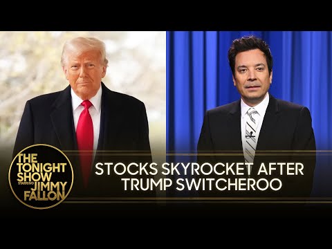 Stocks Skyrocket as Trump Announces 90-Day Tariff Pause, Tells Americans to "Be Cool" | Tonight Show