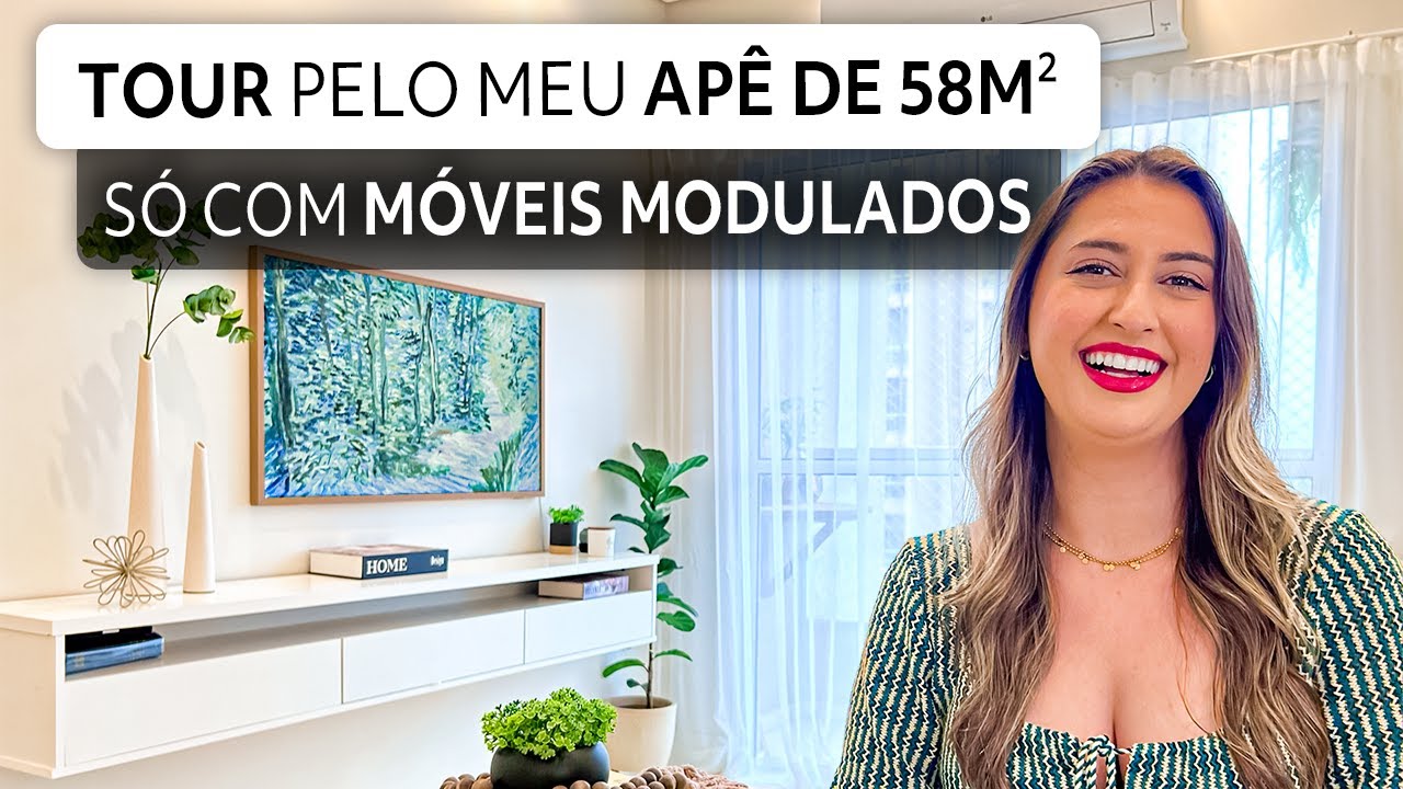TOUR PELO MEU APÊ DE 58M² SÓ COM MÓVEIS MODULADOS - DECORAÇÕES REAIS 13