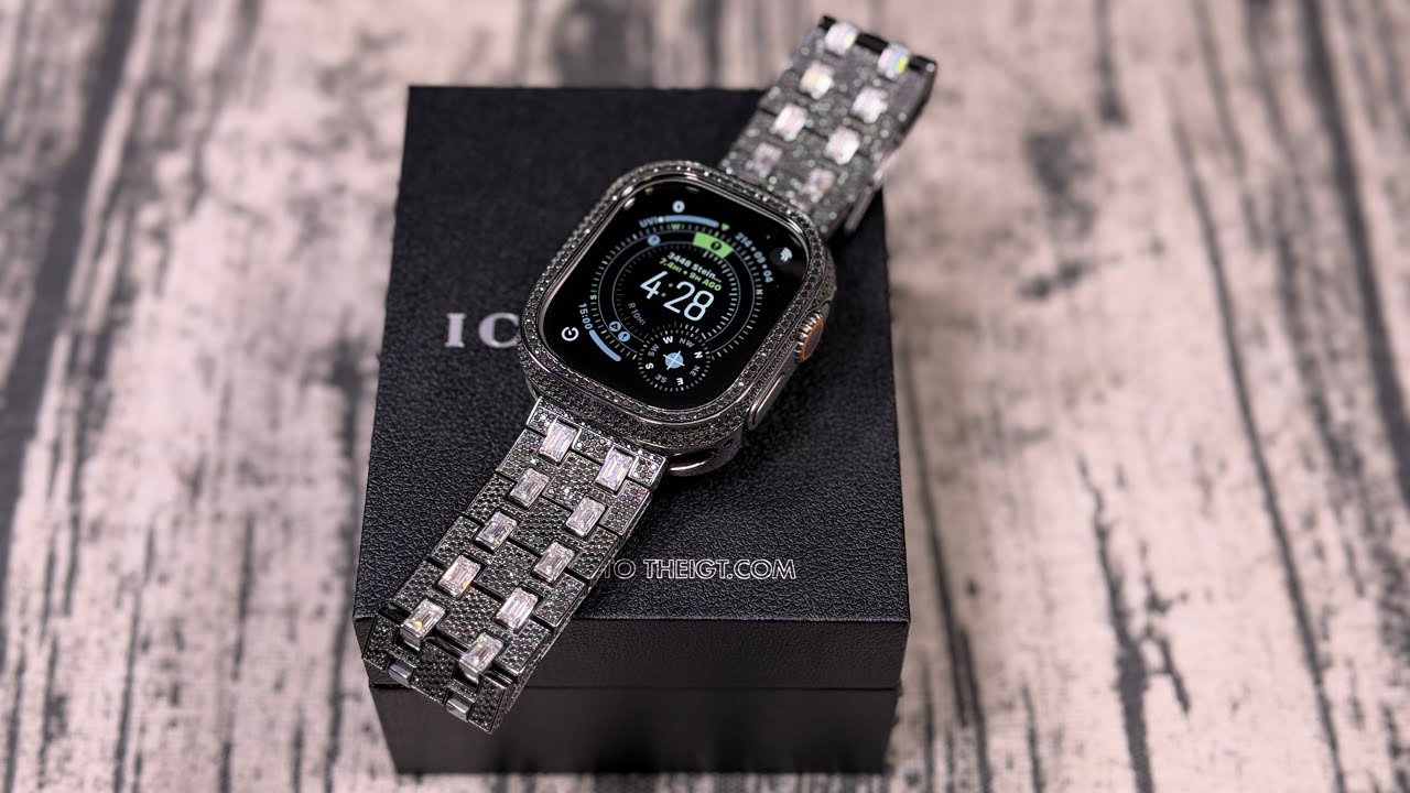 IceGiant - Emerald & Round Cut Moissanite Band For Apple Watch