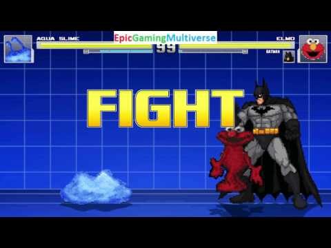 Aqua Slime VS Batman The Superhero And Elmo In A MUGEN Match / Battle / Fight