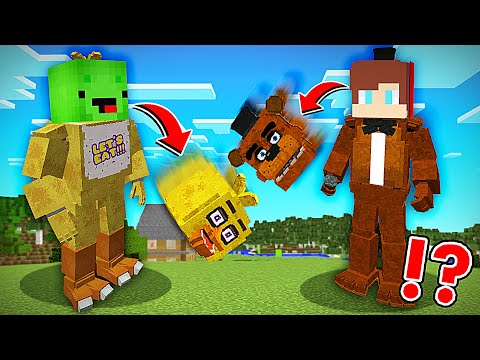 JJ and Mikey Became FNAF in Minecraft - Maizen Nico Cash Smirky Cloudy