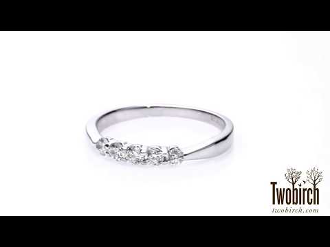 0.25 Carat Five Stone Shared Prong Pinched Shank Wedding Band - TwoBirch - TB-WR-0245-WG-E