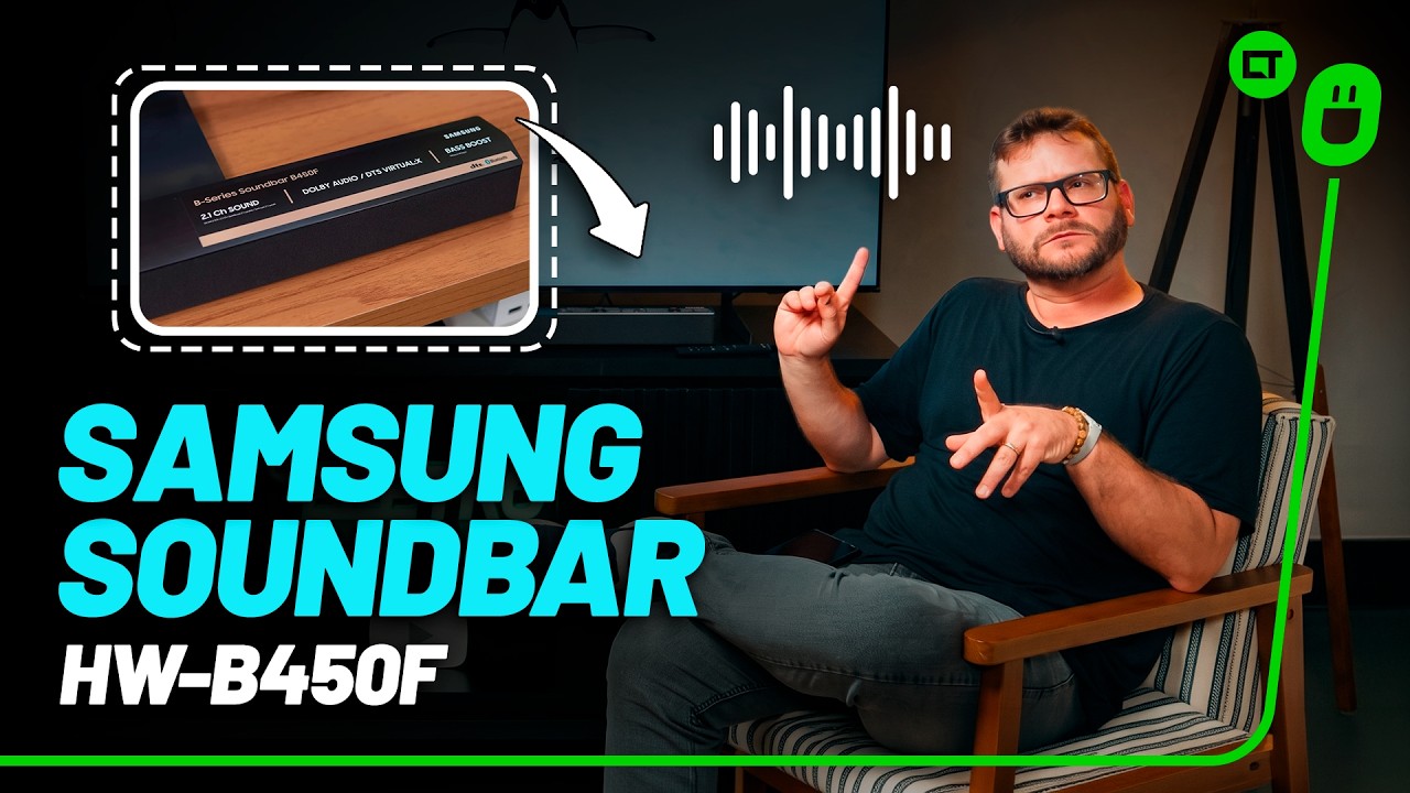 Miniatura da avaliação em vídeo de Soundbar Samsung HW-B400F 2.0 Canais Bluetooth Subwoofer Integrado HDMI ARC