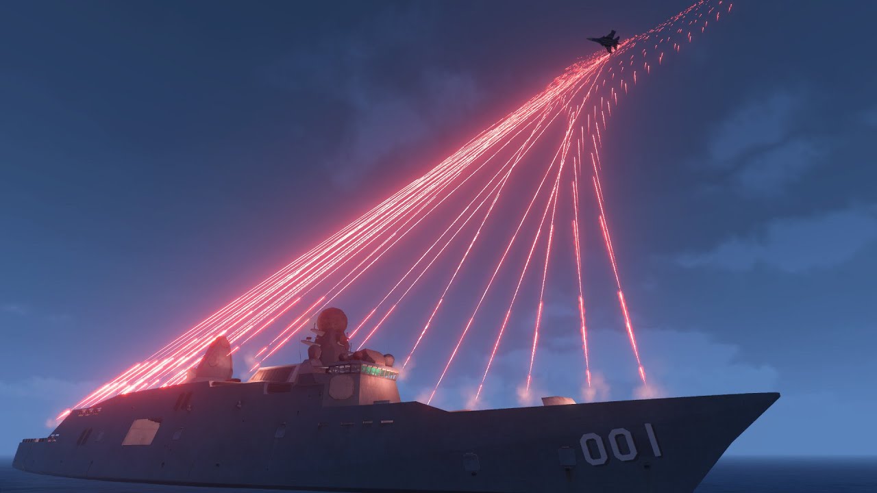Warship's Advanced Air Defense System Intercepts Incoming Fighter Jets - AA Missiles - VLS