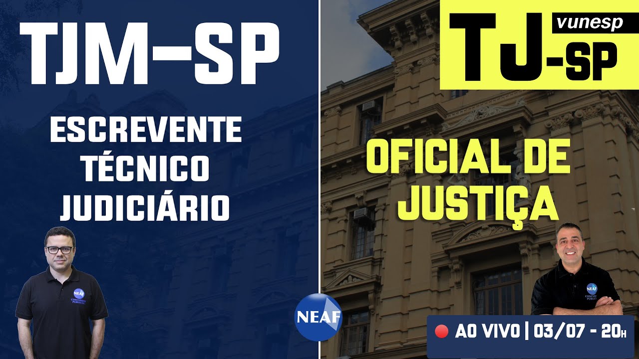 🔴 Curso Online TJM + TJSP | Oficial de Justiça + Escrevente Técnico Judiciário