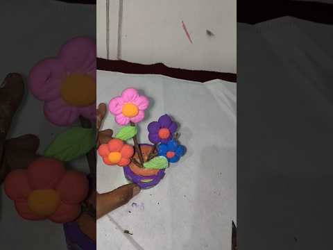 Easy Clay flowers 🌺 DIY Clay flowers how to make clay flowers #clayflower#clayart #ytshort #shorts