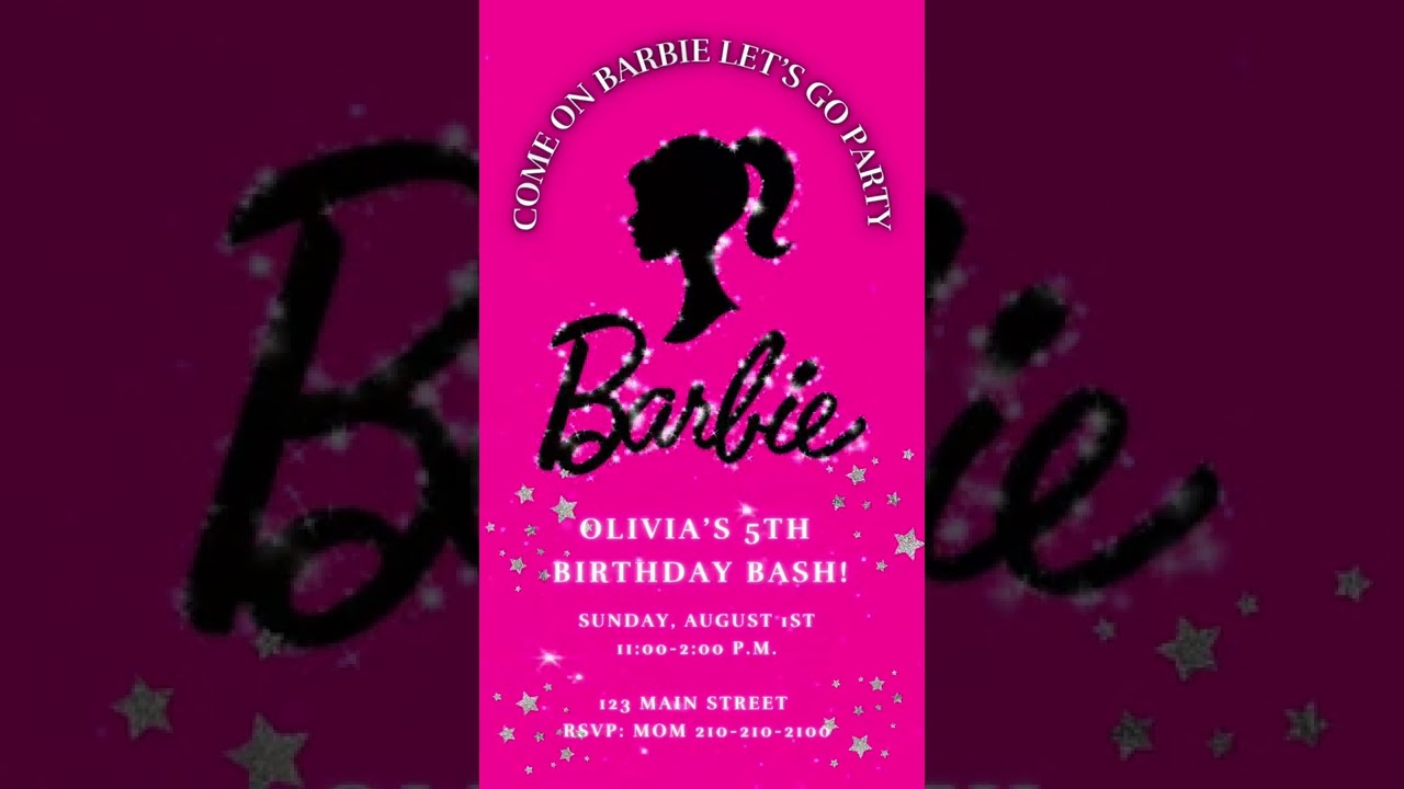 Barbie Video Invitation, editable version in description