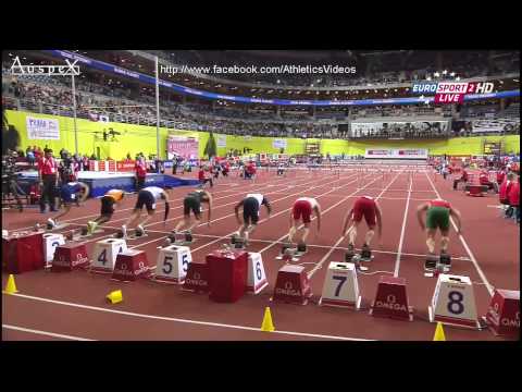 Dimitri Bascou 60m hurdles 7.46 PB semifinal Praha 2015