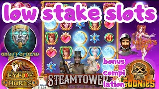 WISHMASTER MW-STEAMTOWER-DOA-BONUS COMPILATION ON LOW STAKE SLOTS #slots